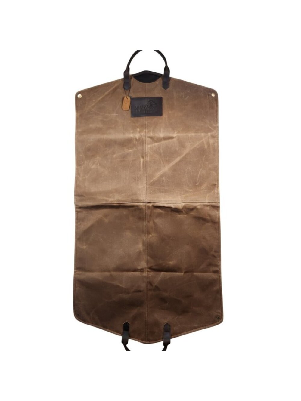 Wild Frontier Waxed Canvas Garment Bag Brown Leather Trim Travel Suit Cover 42in
